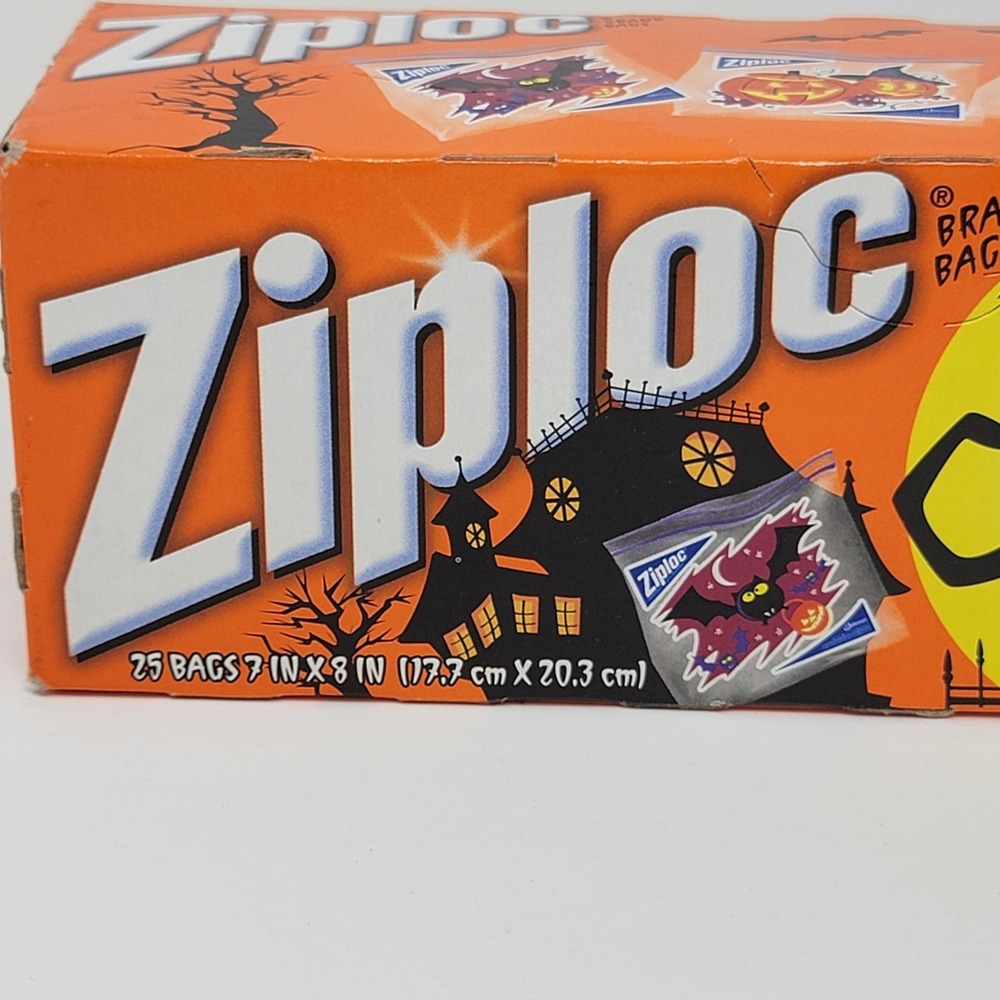 NOS 2009 Ziploc Halloween Print Quart Bags - 25 count - Bats Cats Jack-O-Lantern - Picture 2 of 14